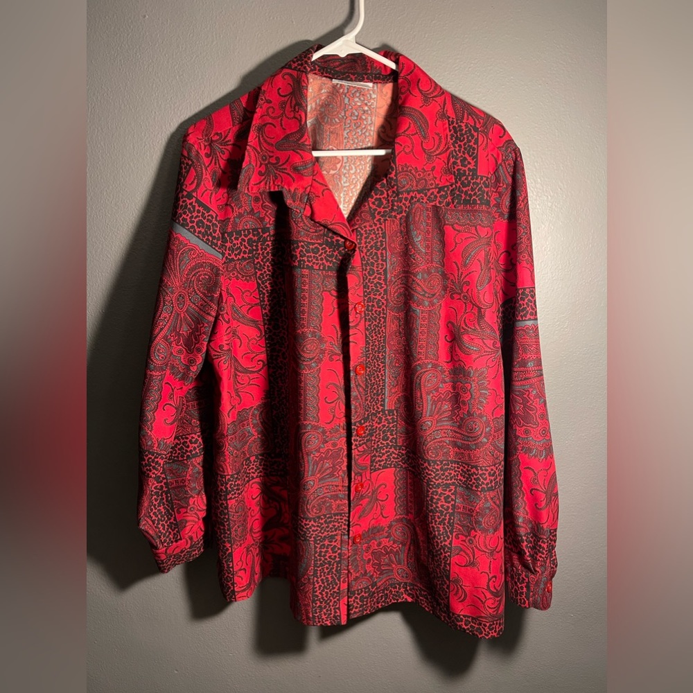 Blair 2XL Red Long Sleeve Button Down Shirt pattern